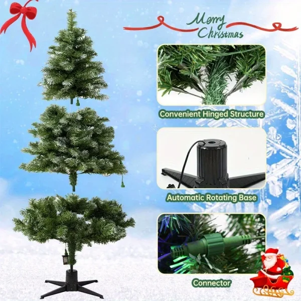 6Ft Christmas Tree RGB LED Light Remote Control Office Home Party Xmas Decoration Branch Tips Automatic rotation Foldable Base - Image 2