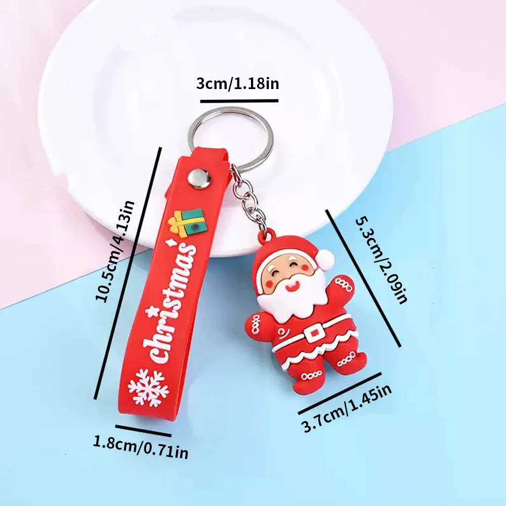 6PCS/3PCS/1PC Santa Claus Snowman 3D Soft Plastic Doll Bag Pendant Keychain - Christmas Children's Gift - Image 2