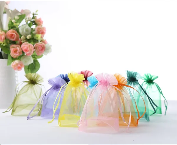 10/50pcs Sale Organza Gift Bags Wedding Party Candy Decoration Tulle Bag Solid Color Christmas Gift Bags Packaging Pouches 50% - Image 3