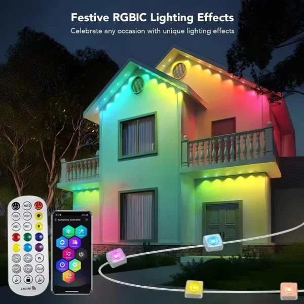 45M Permanent Outdoor Eaves LED Lights Waterproof RGB String Lights DIY Scene Christmas Birthday Holiday Party Lighting