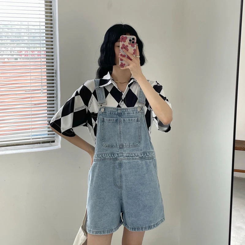 Blue Denim Shorts Female 2023 Summer Loose Wide Leg Shorts Korean Jumpsuit Shorts For Women - Image 3