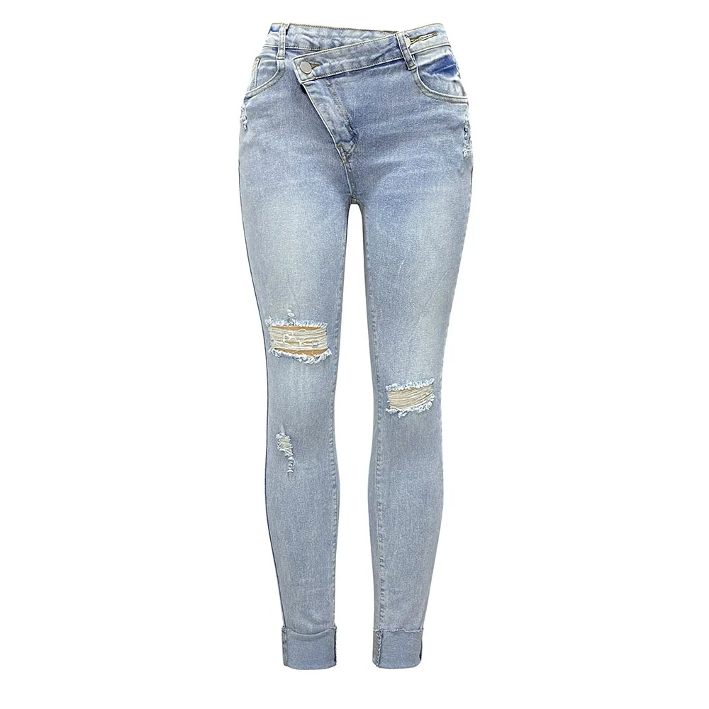 Casual High Waist Ripped Jeans Women 2025 Fashion Slim Skinny Trousers Pants Elegant - Image 4