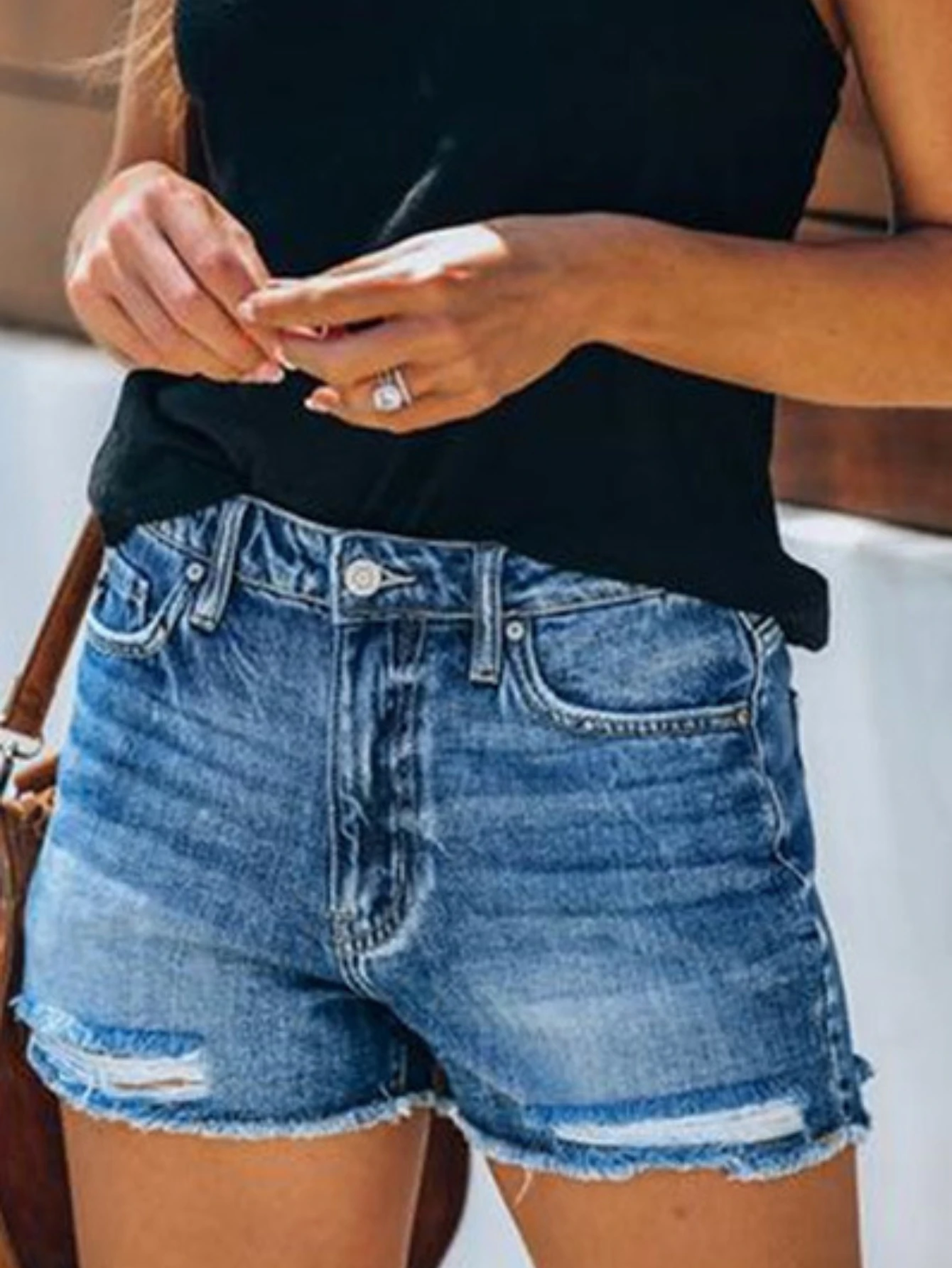Short Jeans Women Ripped Shorts Stretch High Waist Washed Distressed Pockets 2025 Sexy Vintage Hole Pants Female Streetwear - Image 3