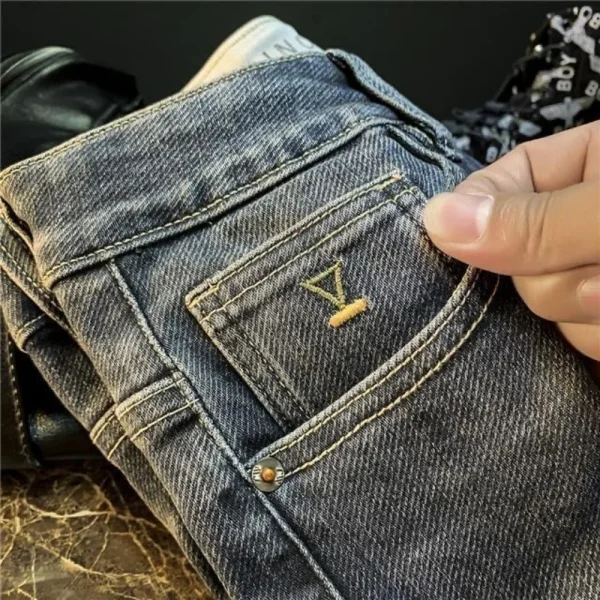 New Spring Autumn Luxury Designer Jeans for Men High-end Washed Cowboy Embroidered Denim Pants Korean Slim Casual Men Trousers - Image 4
