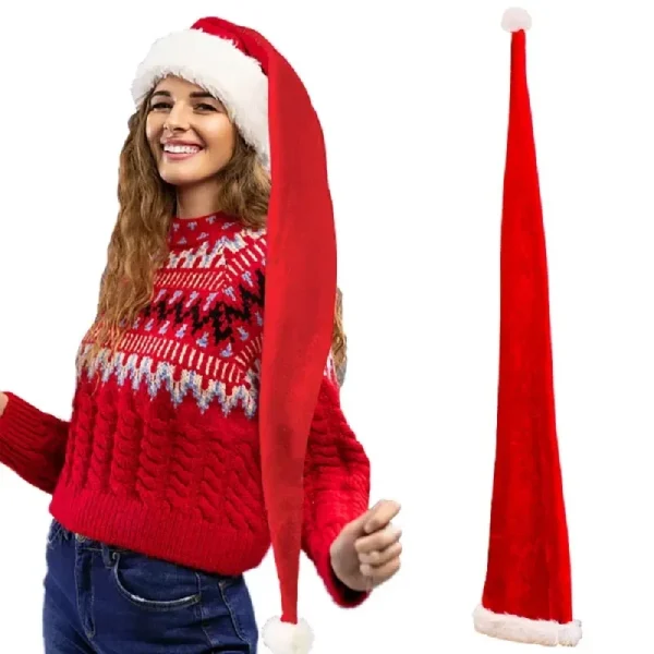 Super Long Santa Hat for Adults – Christmas Xmas Party Accessory Cap Festive Costume Prop New Year Holiday Gift