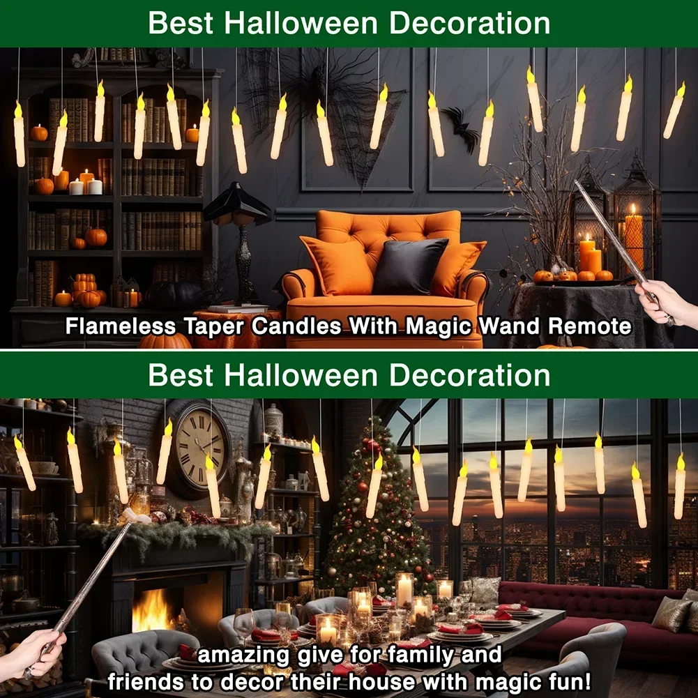 12-48Pcs Floating Candles with Magic Wand Flickering Warm Light LED Flameless Candle Taper Candles for Christmas Wedding Party - Image 5