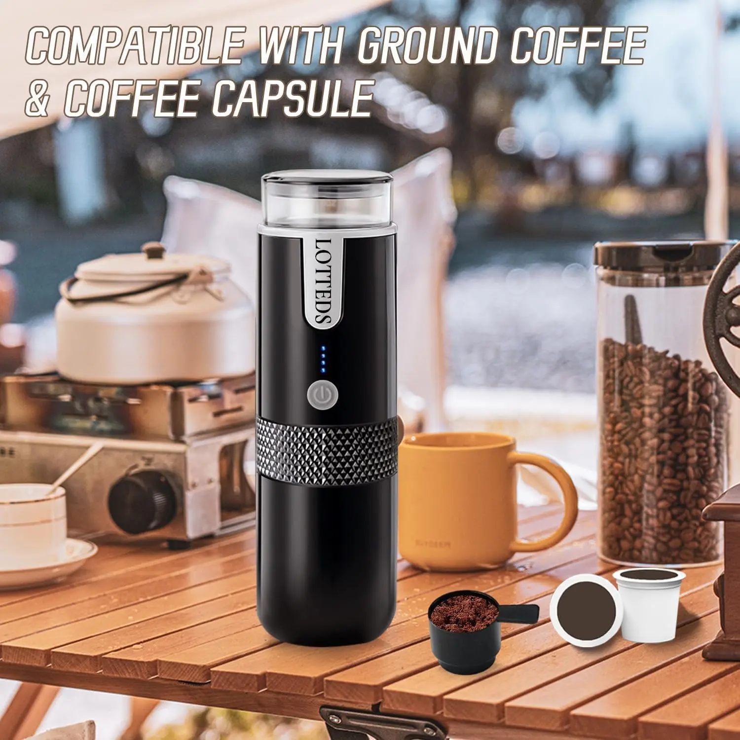 Portable American Coffee Maker, Electric Travel Coffee Machine Non-Heating Compatible with K Cup Capsules & Ground Coffee with U - Image 4