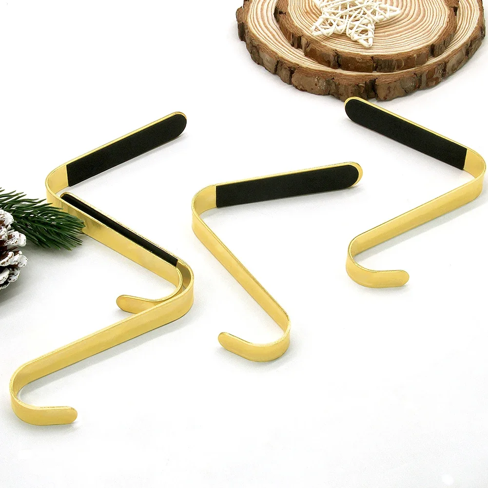 Christmas Stocking Holders Hooks Metal Fireplace Stocking Hanger Multi-Use Mantel Garland Clips for New Year Decorations - Image 4