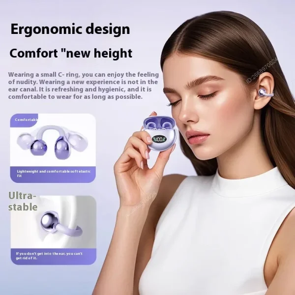 Xiaomi Wireless Bluetooth Q71 Clip-on Earphones High Sound Quality Earbuds Led Display Headphones Music Sports Headset - Image 4