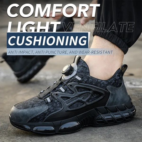 Slack-stab-proof work shoes with elastic buttons and lace-up - Image 6