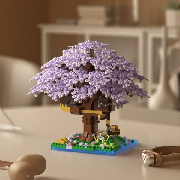 Pink cherry tree house building micro-particle building block classic model girl series difficult assembly toys - Image 3