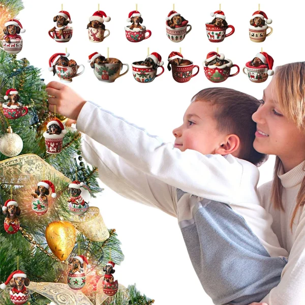 Dachshunds 24 Days Christmas Countdown Calendar W/Dachshunds Figure Ornaments Xmas Advent Calendar Christmas Gifts for Dog Lover