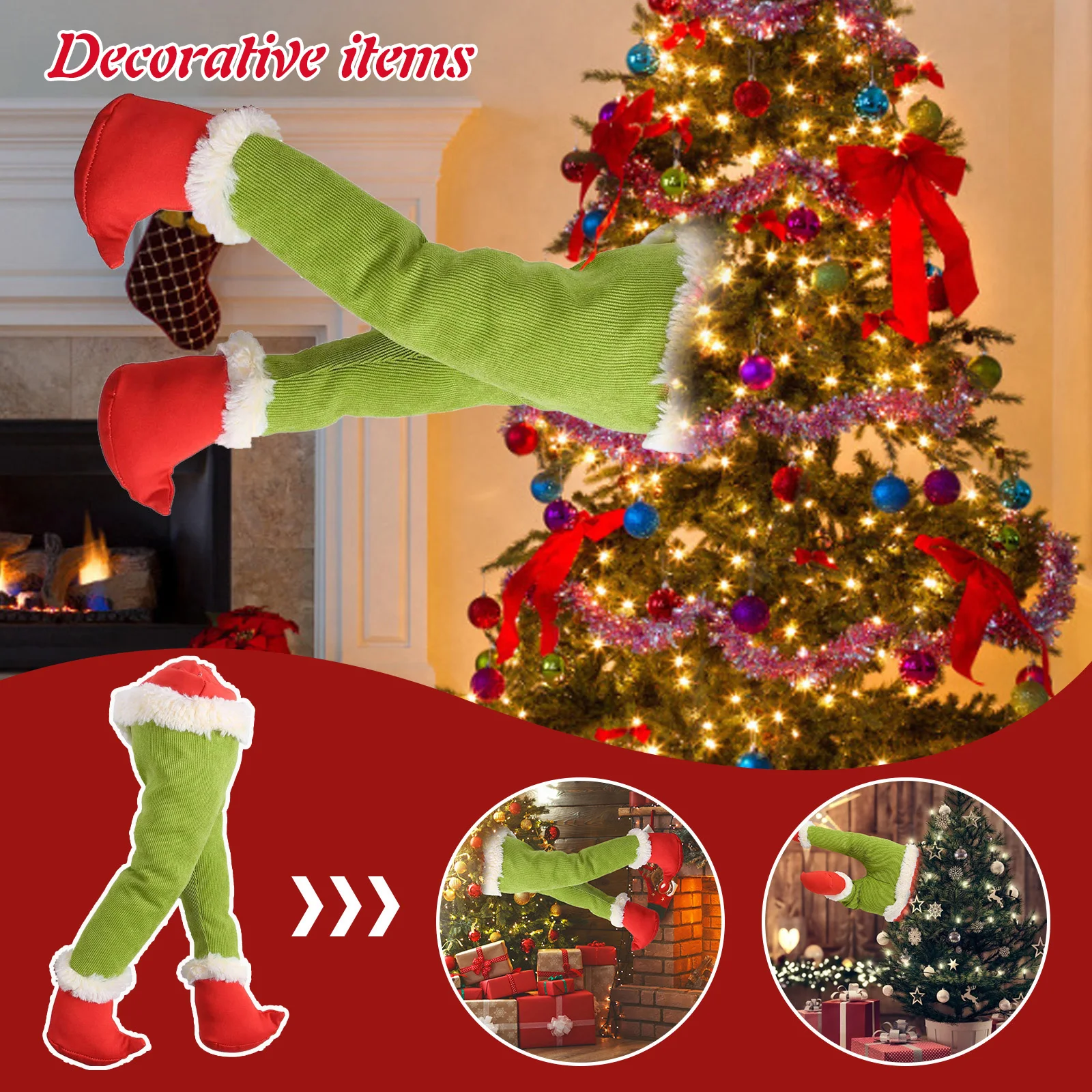 Christmas Elf Legs Christmas Tree Decoration Plush Door Decor Hanging Pendant Elf Leg Christmas Decor For Home Hanging Ornaments - Image 3
