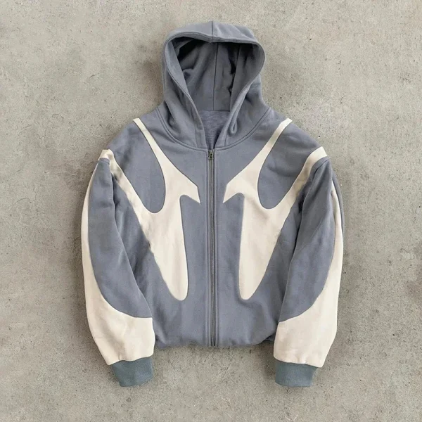 American Retro Letter Printed Devil Pattern Hoodie Y2k Harajuku Casual Couple Zipper Hoodies Sweatshirt Fashion men's Clothing