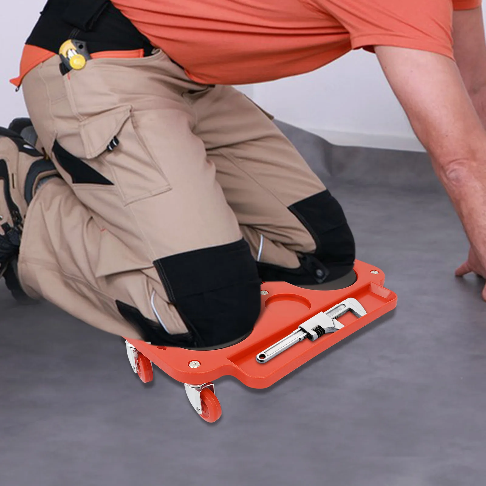Rolling Knee Pad Platform, Portable Sponge Cushioned Knee Pad with Wheels for Auto Repairing