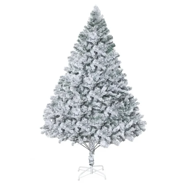6.9ft White Flocked Artificial Christmas Tree, Snow Christmas Holiday Pencil Tree, Winter Party Decoration with Realistic Branch - Image 4