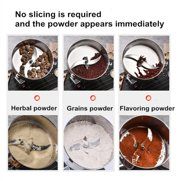4500G Commercial Grain Grinder High Speed 4500W Cereals Medicinal Materials Spices Powder Crusher Stainless Steel Coffee Grinder - Image 3
