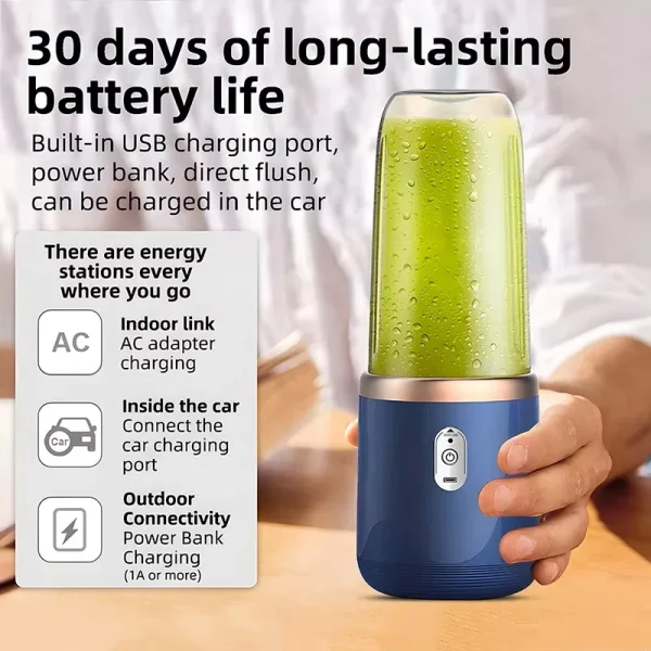 Portable Juicer Blender 400ml Electric Fruit Juicer USB Charging Lemon Orange Fruit Juicing Cup Smoothie Blender Machine 2cups - Image 6