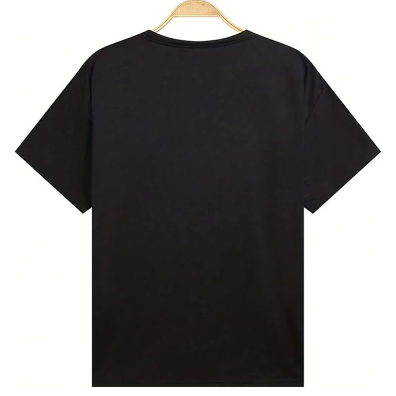 Men's 100% Cotton Summer Loose Size Creative Graphic Printed Slim Fit Casual Sports Round Neck Short Sleeved T-shirt Top - Image 2