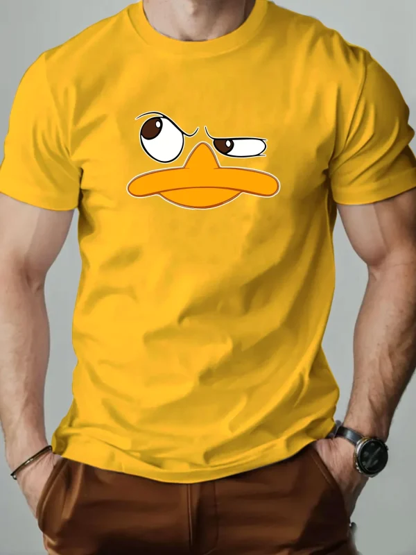 Men's T-Shirt 100% Cotton Funny Duck Cartoon Pattern Print Summer Round Neck Breathable Casual Short Sleeve Fashion T Shirt - Image 6