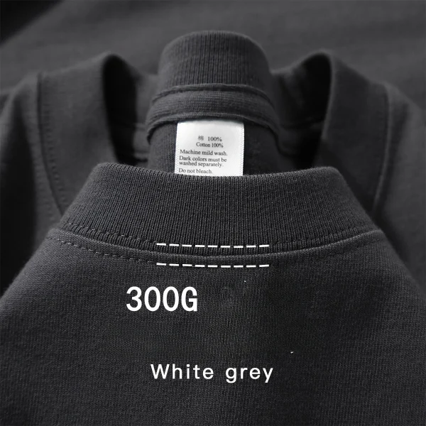 Beige 300g Heavyweight Cotton Short Sleeved T-shirt Summer Round Neck Loose and Base Shirt for Men Women Basic Tee - Image 4