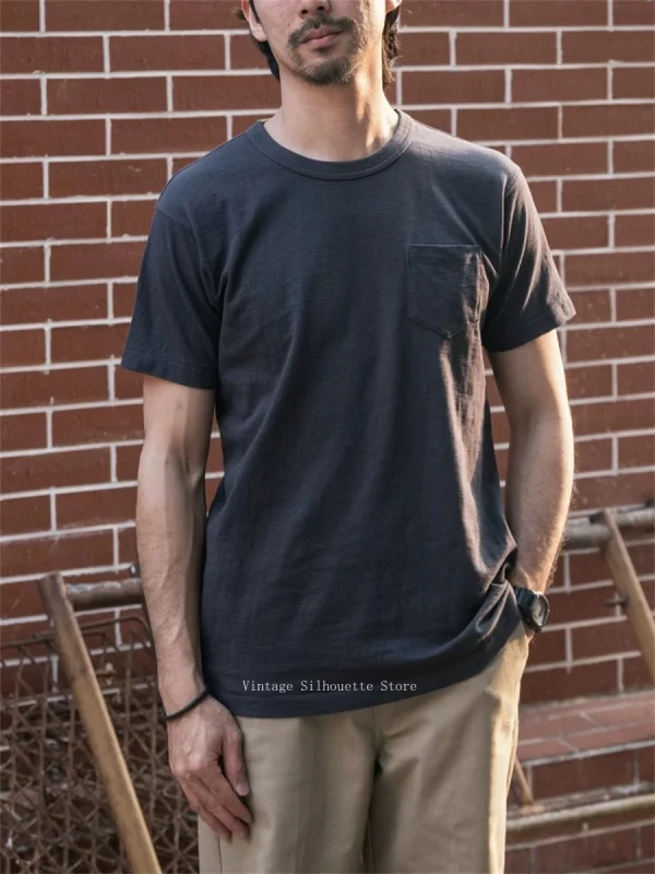 Rugged Bronson Loopwheel Tubular Pocket T-Shirt 220g Slub Cotton Men's Seamless Side Tee Short Sleeve - Image 6