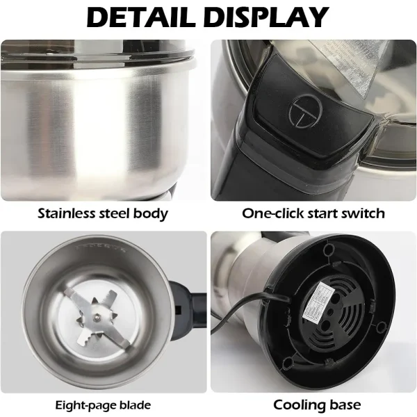 High Power Electric Coffee Grinder Kitchen Cereal Nuts Beans Spices Grains Grinder Machine Multifunctional Home Coffee Grinder - Image 6