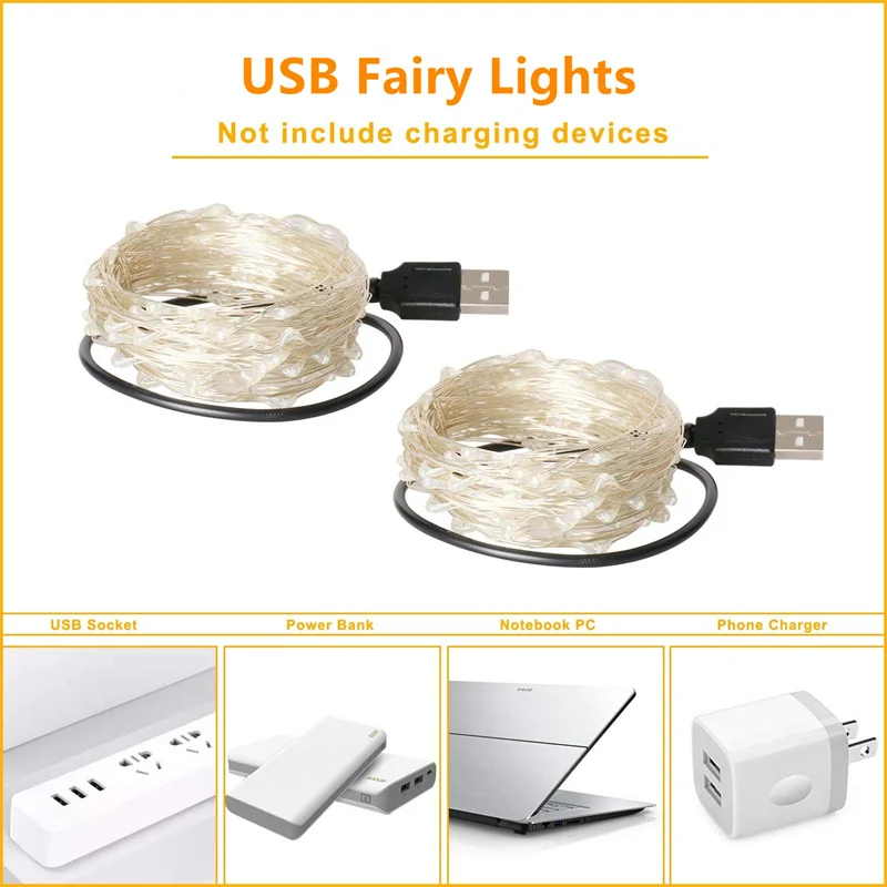 USB Led Fairy Lights Copper Wire String 20M 200LED Holiday Outdoor Lamp Garland For Christmas Tree Wedding Party Decoration - Image 3