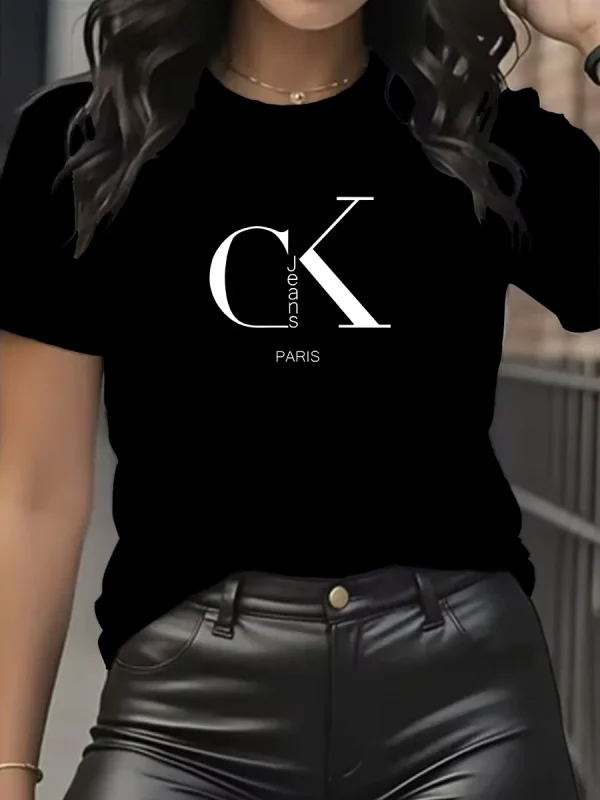 Summer luxury brand fashion cartoon letter print crew collar clothing short sleeve T-shirt trend women's summer Y2K top