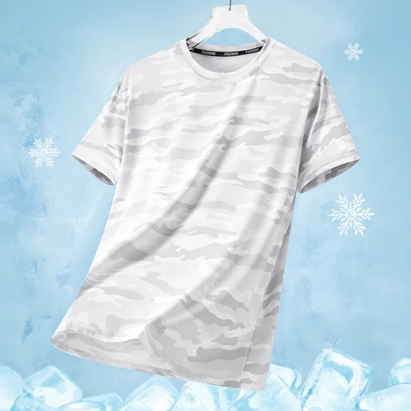 Functional Fabric Mosquito-Resistant Antibacterial Sweat-Wicking Ice Feeling 2025 New Ice Silk T-Shirt Men's Short Sleeve Thin Q - Image 2