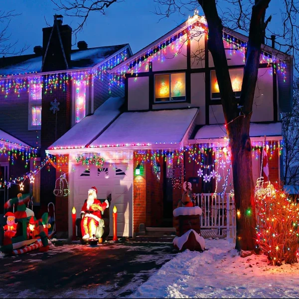 3.5M/7.5M Solar Curtain Icicle Light Outdoor Eaves Decor String Lights Garden Party Yard Christmas Decoration holiday Garlands - Image 2