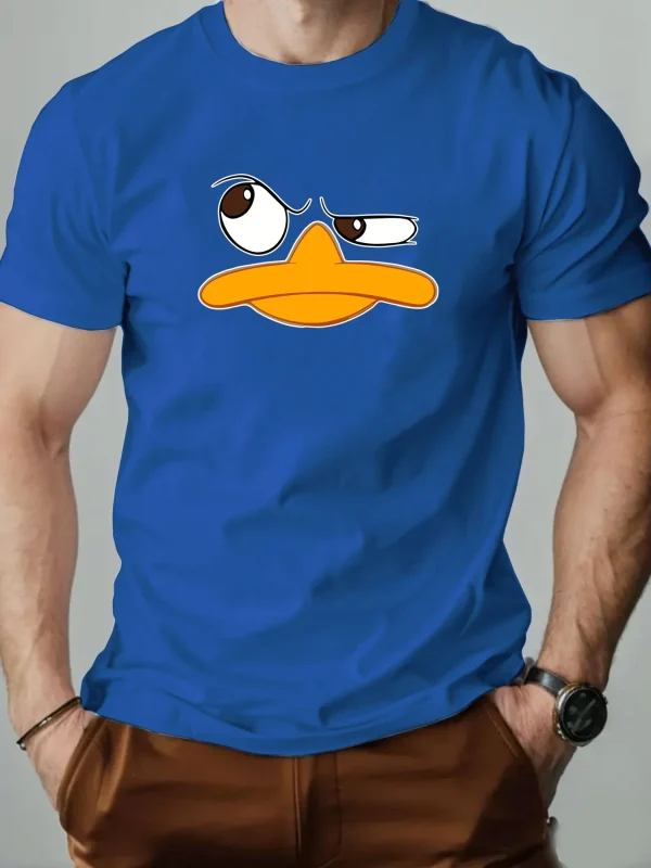 Men's T-Shirt 100% Cotton Funny Duck Cartoon Pattern Print Summer Round Neck Breathable Casual Short Sleeve Fashion T Shirt - Image 4