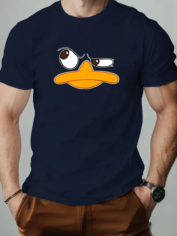 Men's T-Shirt 100% Cotton Funny Duck Cartoon Pattern Print Summer Round Neck Breathable Casual Short Sleeve Fashion T Shirt - Image 5