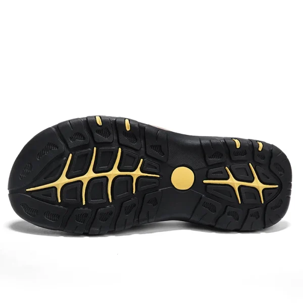 CLOHOO Men's Sandals Handmade Thick Bottom Rubber Breathable Casual Slip-On Beach Shoes Leather Upgraded Version - Image 6