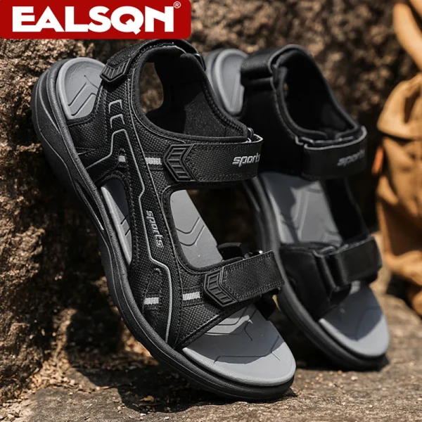 Classic Black Men's Sandals for Summer Wear-Resistant Breathable Beach Wading Shoes Outdoor Casual Walkig Sandals - Image 6