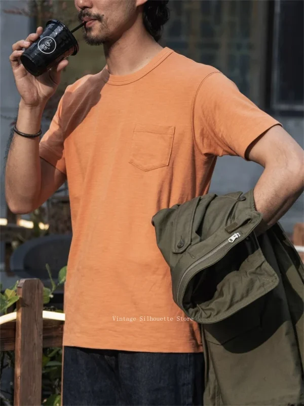Rugged Bronson Loopwheel Tubular Pocket T-Shirt 220g Slub Cotton Men's Seamless Side Tee Short Sleeve - Image 3