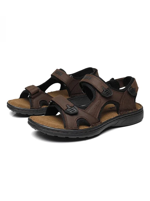 First-Layer Cowhide Men's Sports Sandals, Open-Toe Outdoor 防滑 Sandals, Casual Men's Shoes, Outdoor Fashion Beach Shoes, Li - Image 5