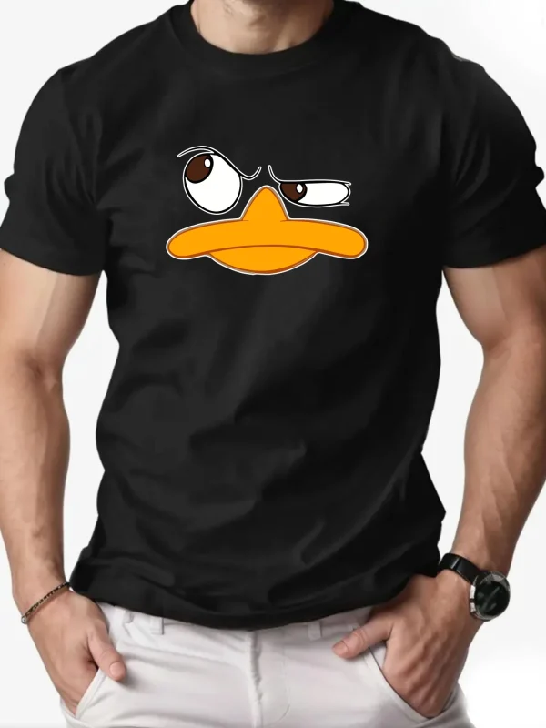 Men's T-Shirt 100% Cotton Funny Duck Cartoon Pattern Print Summer Round Neck Breathable Casual Short Sleeve Fashion T Shirt