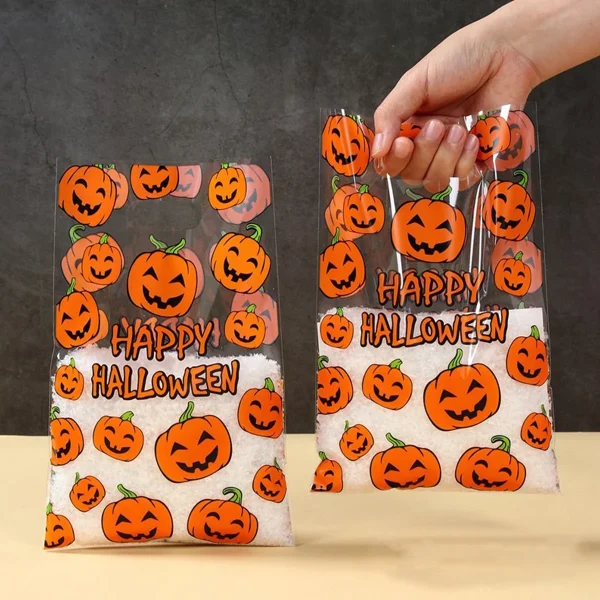 10pcs Halloween Candy Bags Ghost Festival Pumkin Plastic Package Bag Kids Trick Or Treat Party DIY Happy Halloween Day 2025