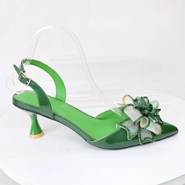 INSIGHTLINK Female Green blue silver gold black red color High Heels Shoes And Bags With Rhinestone Sandals And Clutch Purse Set
