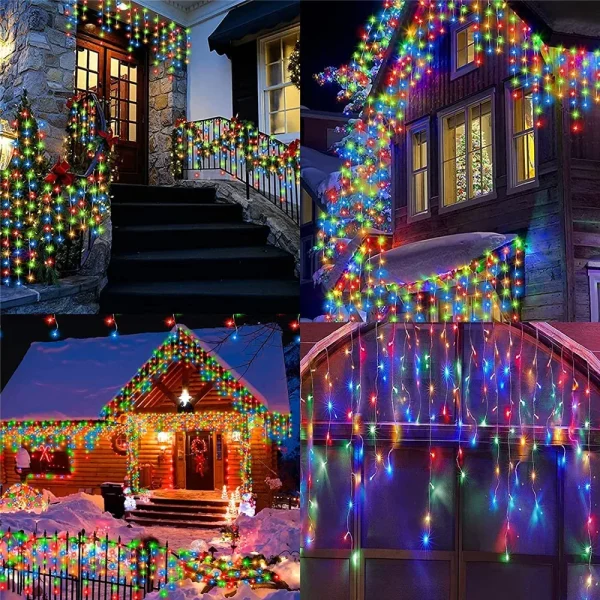 3.5M/7.5M Solar Curtain Icicle Light Outdoor Eaves Decor String Lights Garden Party Yard Christmas Decoration holiday Garlands - Image 4
