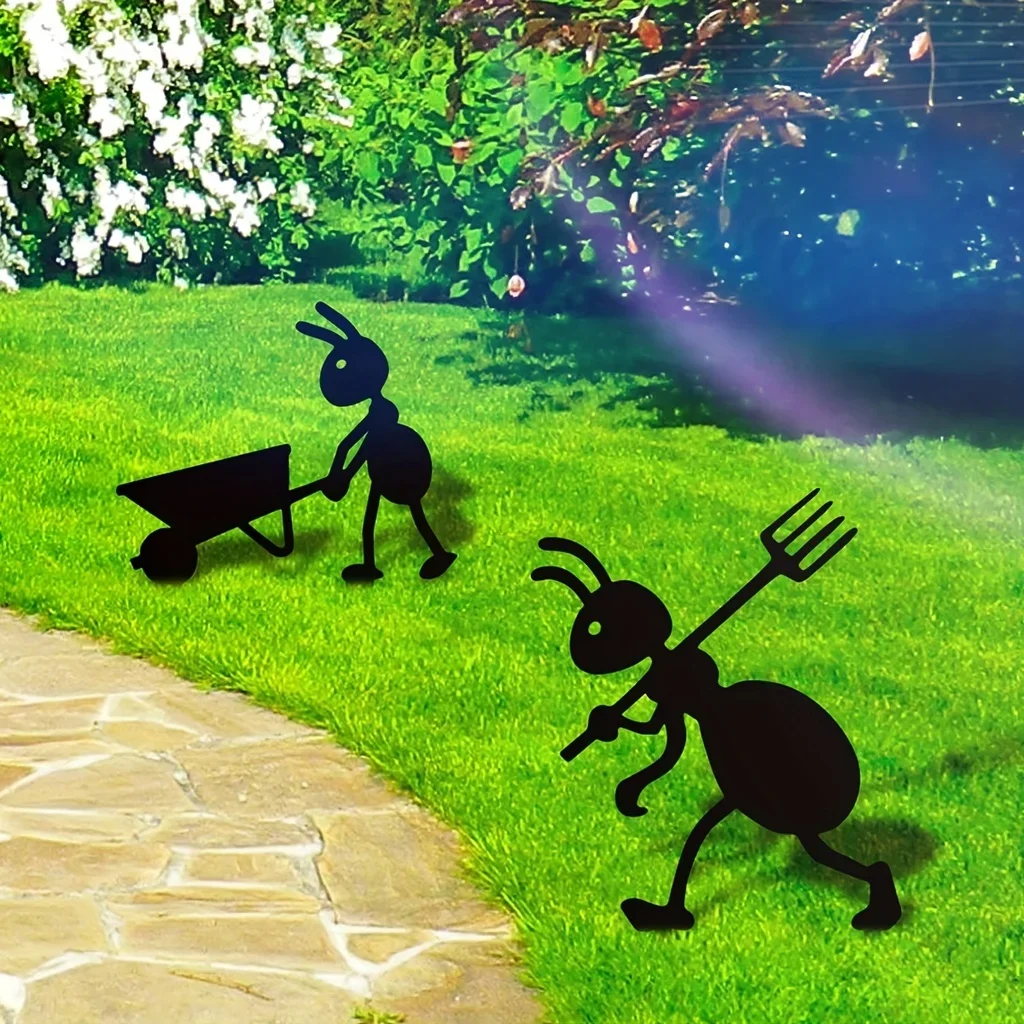 HelloYoung Garden Decor Ants Metal Ants Gardening Ornaments Yard Metal Art Backyard Lawn Stakes Decor Ants Garden Iron Crafts - Image 4