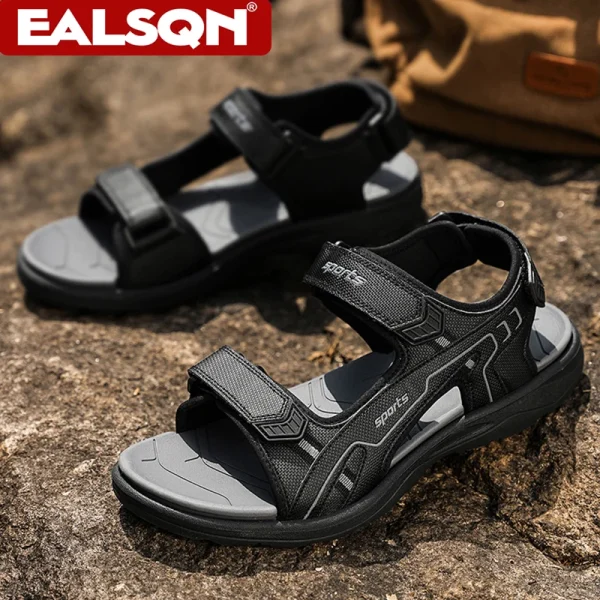 Classic Black Men's Sandals for Summer Wear-Resistant Breathable Beach Wading Shoes Outdoor Casual Walkig Sandals - Image 5