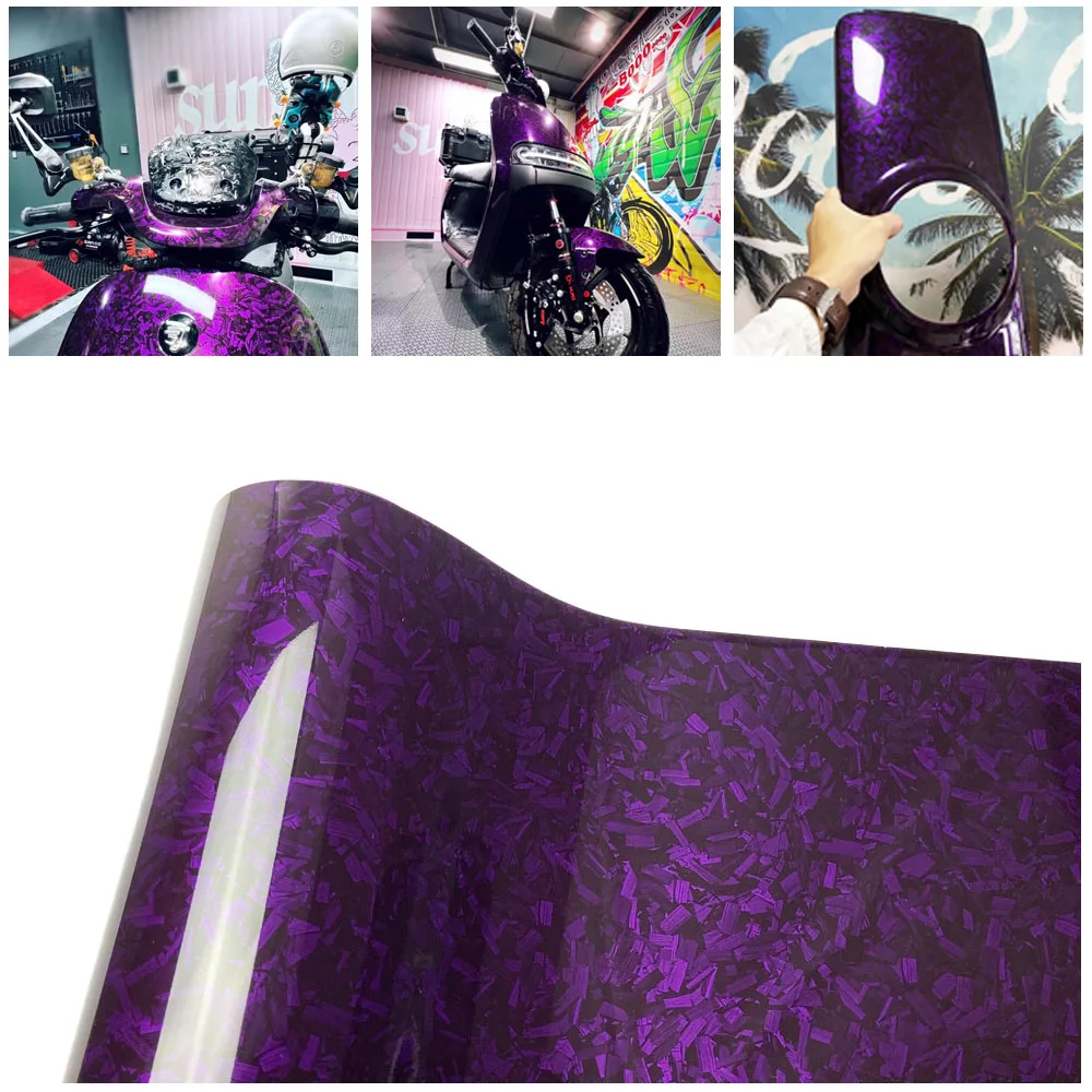 Forged Carbon Fiber Vinyl Film Purple Crystal Car Stickers Auto Wrapping Tuning Cover For Auto Body And Car Accessories