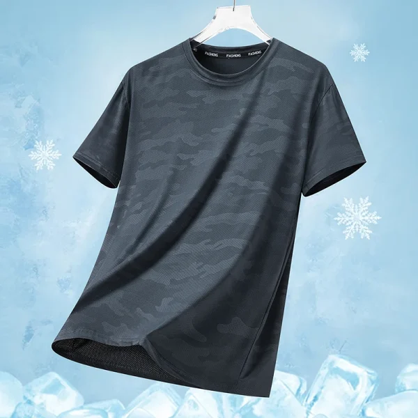 Functional Fabric Mosquito-Resistant Antibacterial Sweat-Wicking Ice Feeling 2025 New Ice Silk T-Shirt Men's Short Sleeve Thin Q - Image 3