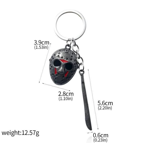 Horror Movie Keychain Jason Hockey Mask Kinfe Metal Keyring For Children Halloween Jewelry Gift - Image 6