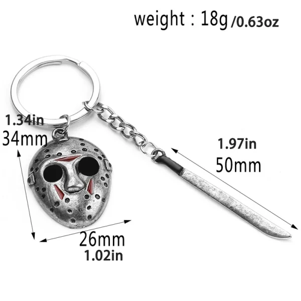 Halloween Horror Movie Friday Jason Voorhees Mask Machete Alloy Key Chains Keychain Key Chain Key Ring Jewelry Accessories - Image 4