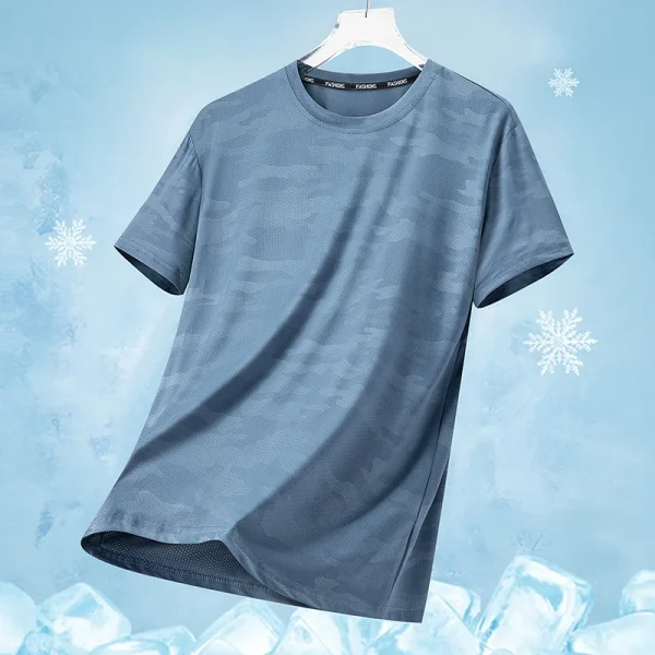 Functional Fabric Mosquito-Resistant Antibacterial Sweat-Wicking Ice Feeling 2025 New Ice Silk T-Shirt Men's Short Sleeve Thin Q - Image 4