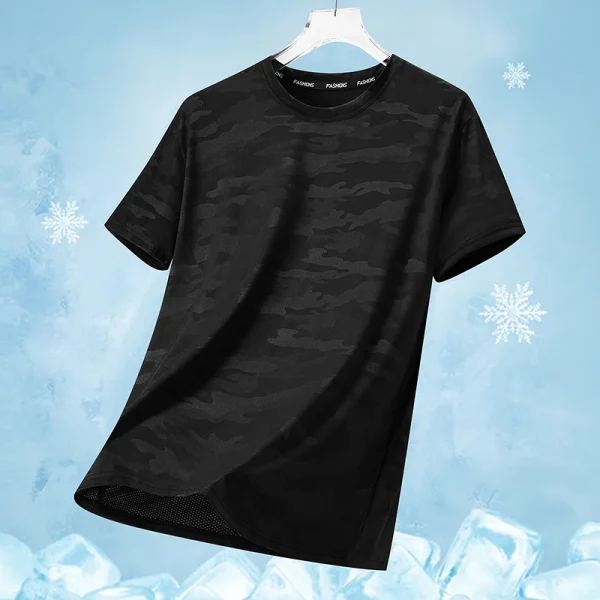 Functional Fabric Mosquito-Resistant Antibacterial Sweat-Wicking Ice Feeling 2025 New Ice Silk T-Shirt Men's Short Sleeve Thin Q - Image 5