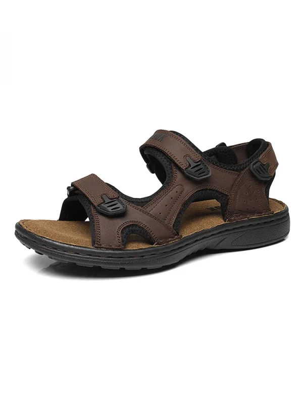 First-Layer Cowhide Men's Sports Sandals, Open-Toe Outdoor 防滑 Sandals, Casual Men's Shoes, Outdoor Fashion Beach Shoes, Li - Image 3